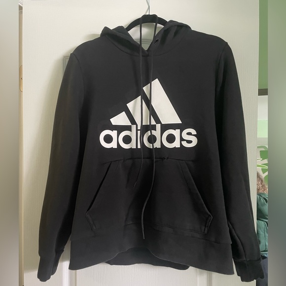 Plus sized black Adidas pullover hoodie - Picture 1 of 4